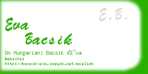 eva bacsik business card